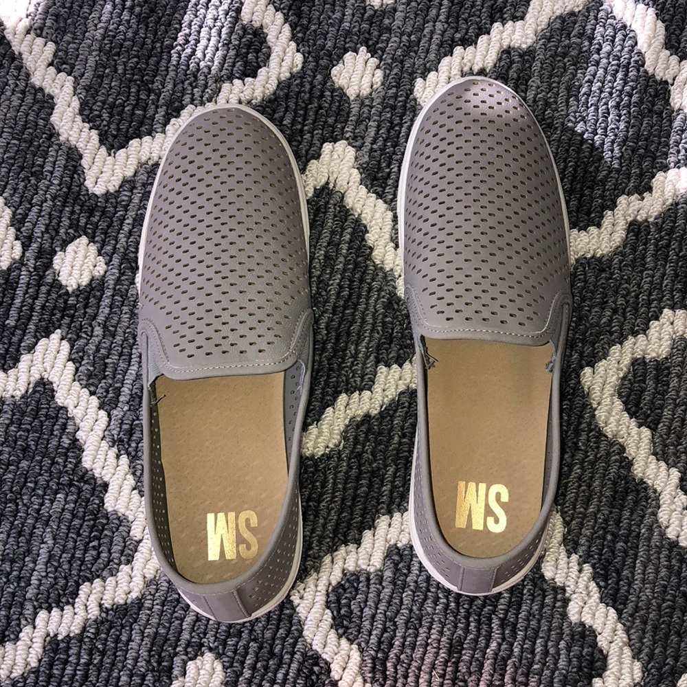 Gray slip ons